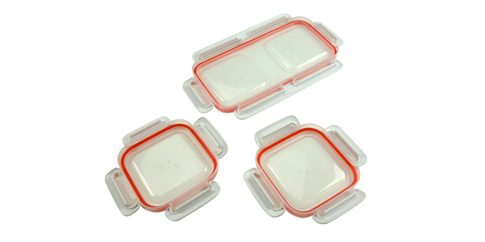 3 Deckel mit Dichtung, für Dosen für Lunchbox-Set FRESHBOX, mit Isoliertasche