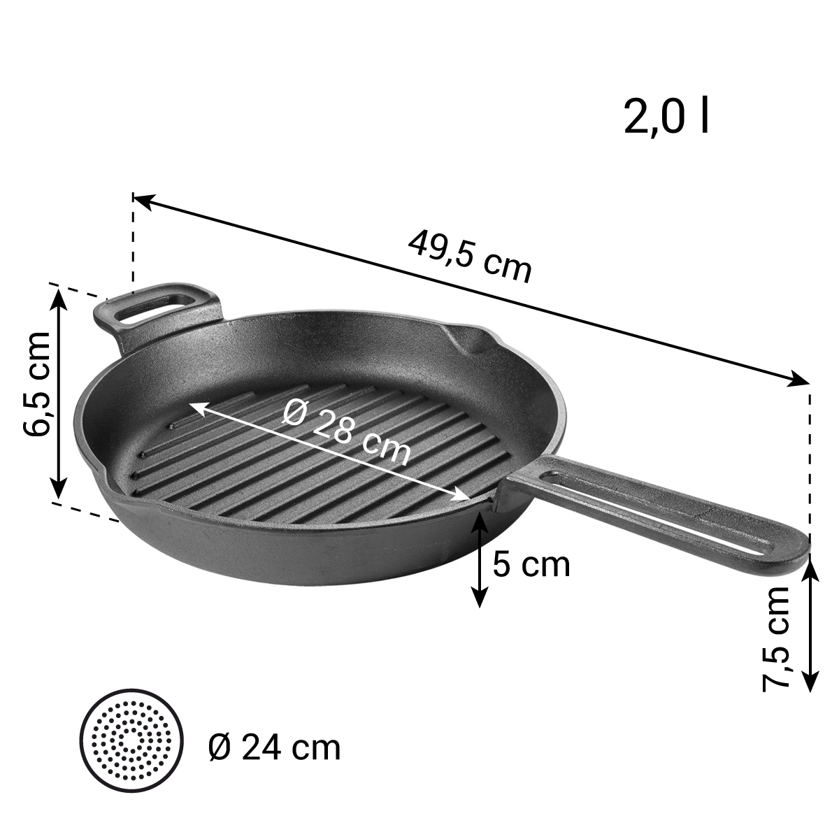 MASSIVE Mély grill serpenyő ø 28 cm