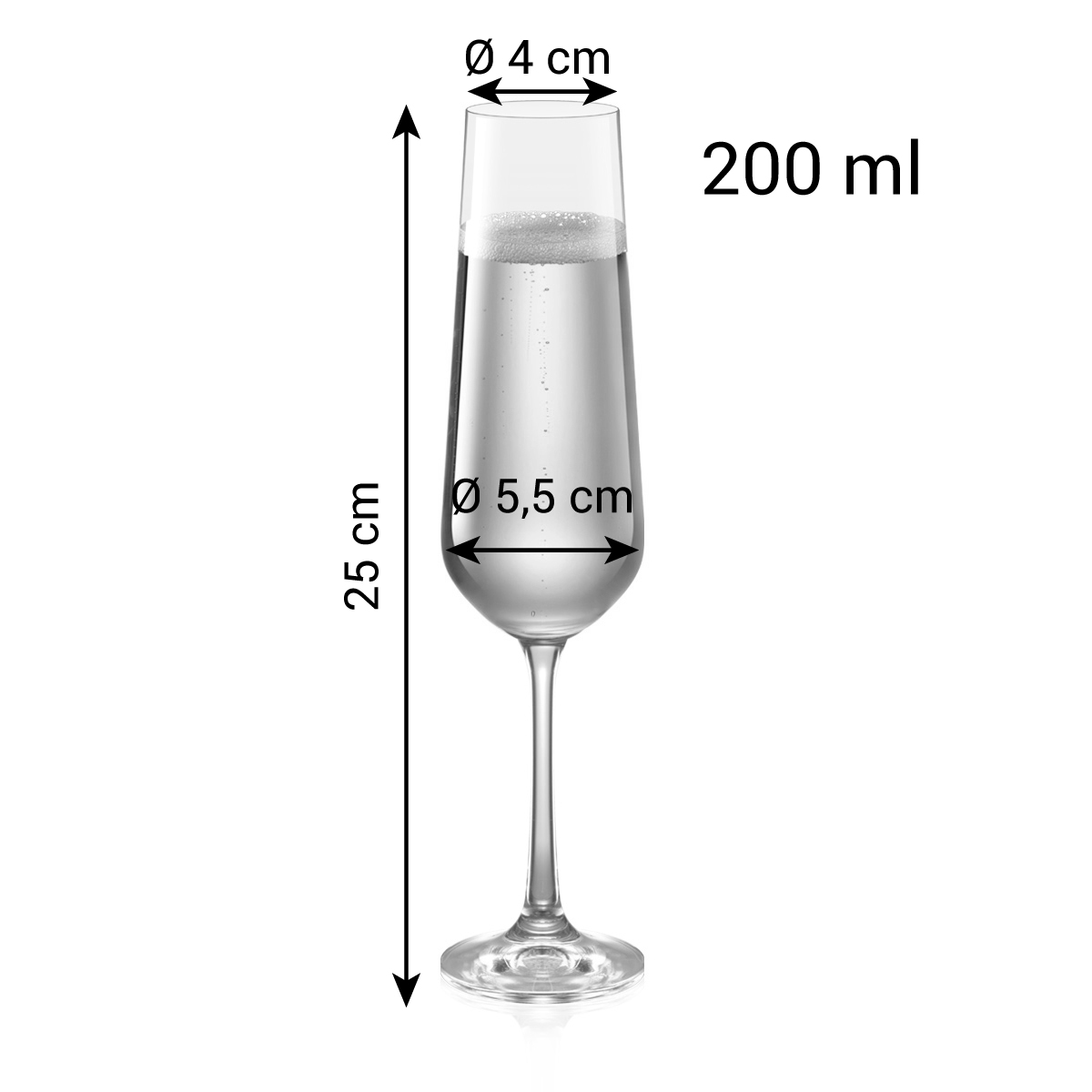 Poháre na šampanské GIORGIO 200 ml, 6 ks