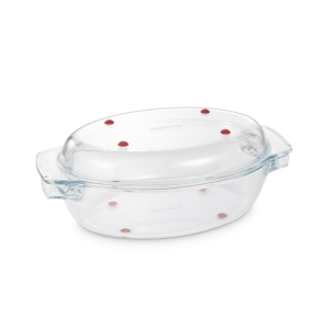 Oval roaster with lid GrandCHEF 35 x 21 cm, glass