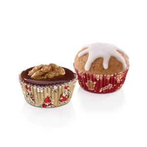 Miniature baking cups DELÍCIA ø 4 cm, 100 pcs, Christmas