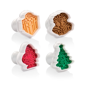 Cookie cutters with stamp DELÍCIA, 4 pcs, Christmas