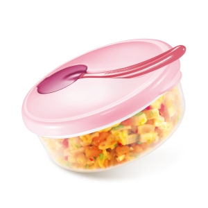 Travel dish PAPU PAPI, with spoon, pink