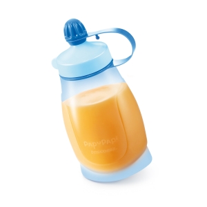 Flexible bottle PAPU PAPI 200 ml, with spoon, blue