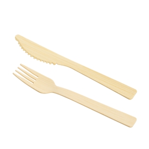 Forchetta e coltello PARTY TIME, bambù, 6 + 6 pz