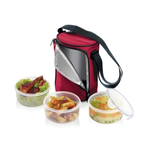 Food container FRESHBOX, with 3 containers of 0.8 l each, bordeaux