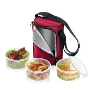 Food container FRESHBOX, with 3 containers of 1.5 l each, bordeaux